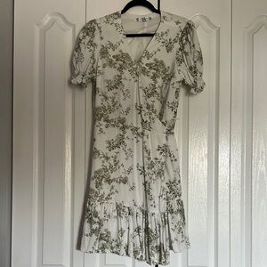 Antonio Melani Floral Green and White Wrap Dress